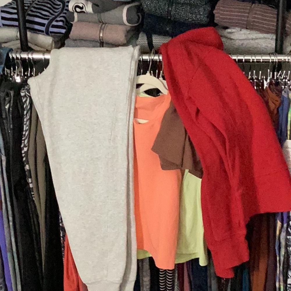 Red Hoodie and Gray Sweatpants Set